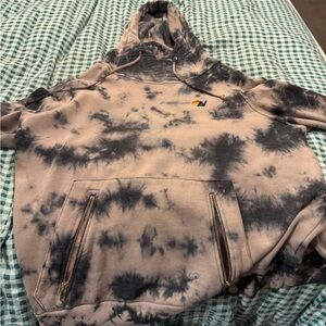 Aviator Nation Black and Cream Tie-Dye Hoodie
